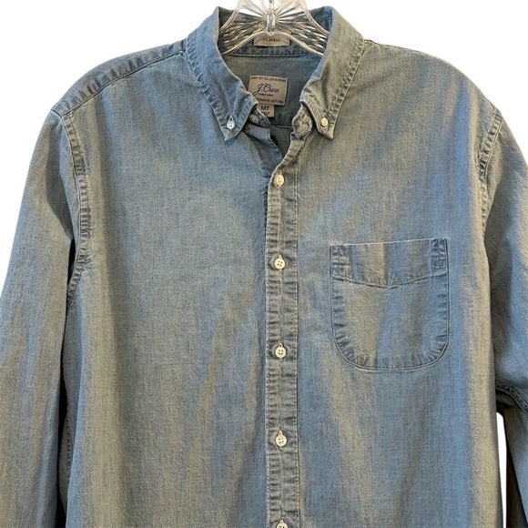 J.Crew Men's Denim Shirt M tall Blue Long Sleeve Button-Up Classic Fit - Picture 2 of 12